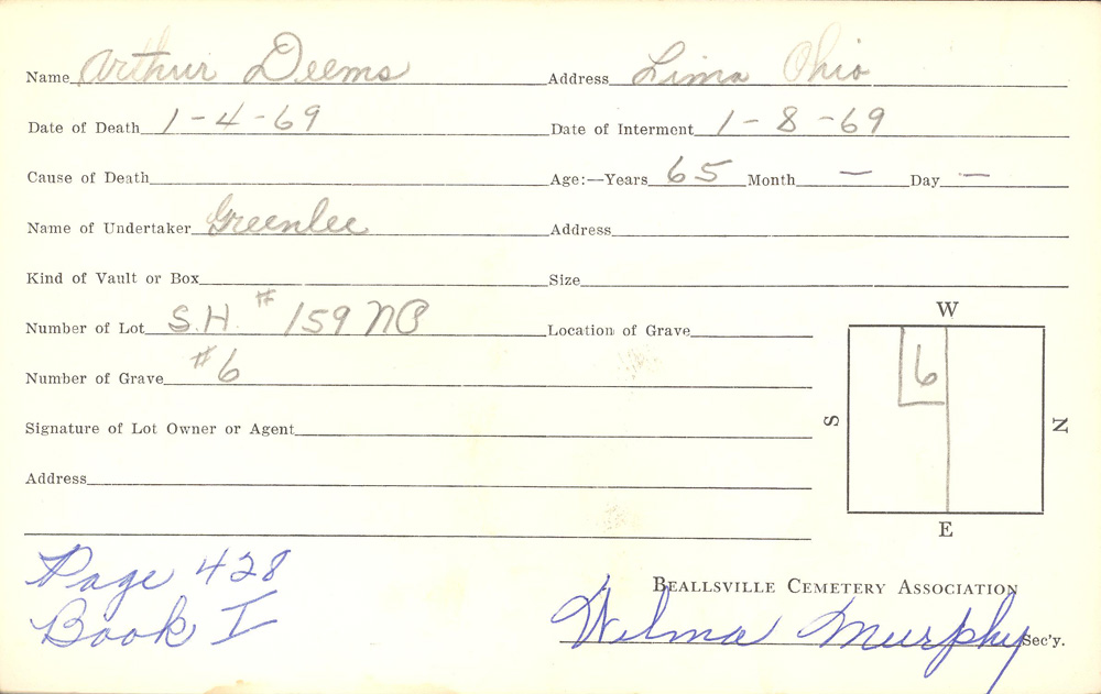 burial card
